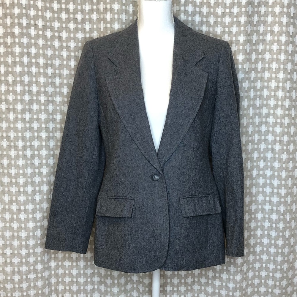 PENDLETON Vintage 100% Wool Gray Blazer 8 EUC
